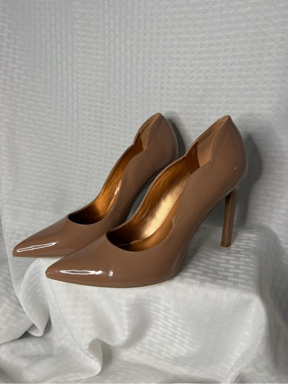Nine West Classic Patent Pointed-Toe Stiletto Heela in Nude Taupe